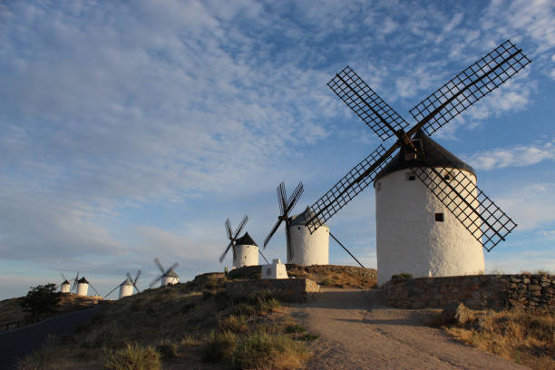istock Closeup shot of windmills during the sunset 1441841429