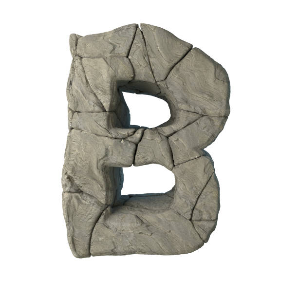 Stone with golden metal particles Letter B 3D rendering illustration isolated on white background