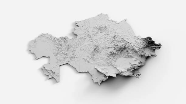 istock Kazakhstan Relief map with flag isolated on white background 3d illustration 1441845473