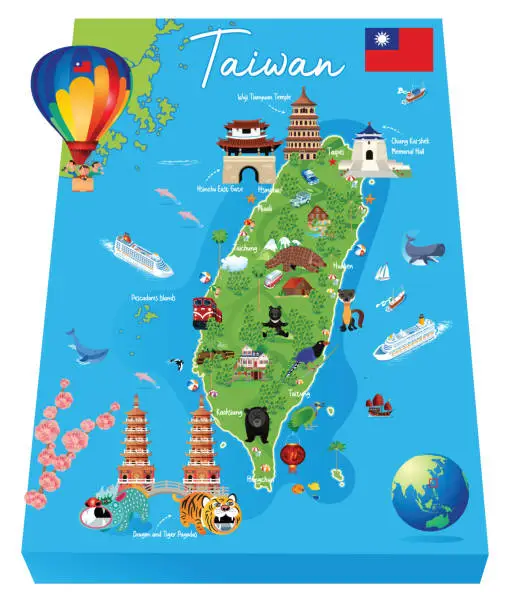 Vector illustration of Cartoon Map of Taiwan