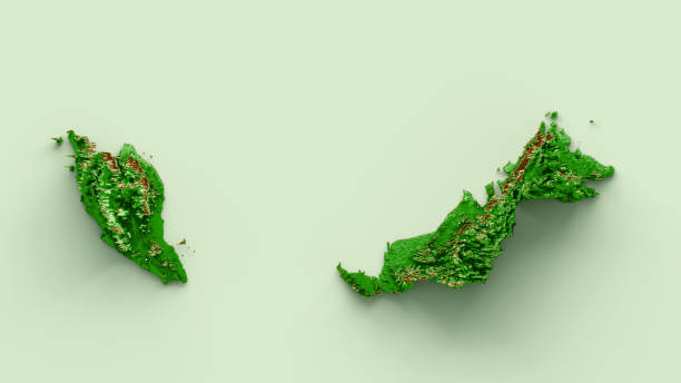 istock Malaysia Topographic Map 3d realistic map Color 3d illustration 1441846335