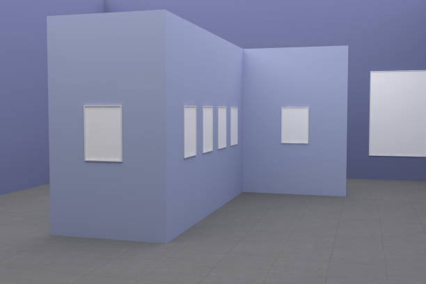istock 3D rendering of an art gallery with blank frames on walls with space for text 1441847511