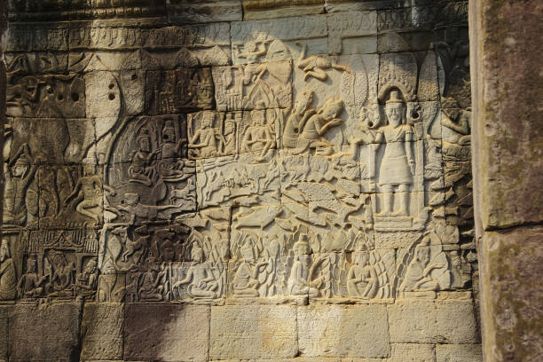 istock Ancient bas-relief in Angkor Wat temple, Cambodia 1441848117