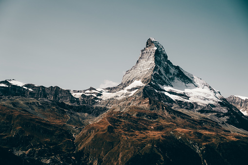 Beautiful mountain landscape with views of the Matterhorn peak in Zermatt, Switzerland