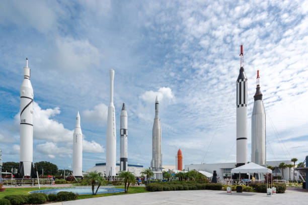 Kennedy Space Centerthe NASA spaceport on Merritt Island in Florida Kennedy Space Centerthe, United States – September 22, 2014: One view Kennedy Space Centerthe NASA spaceport on Merritt Island in Florida weltall stock pictures, royalty-free photos & images