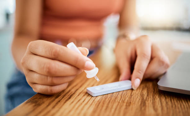 istock A medical, home covid test using antigen technology to check coronavirus antibody and keep people safe. Express health testing for covid 19 virus detection, isolation and quarantine in pandemic 1441850967