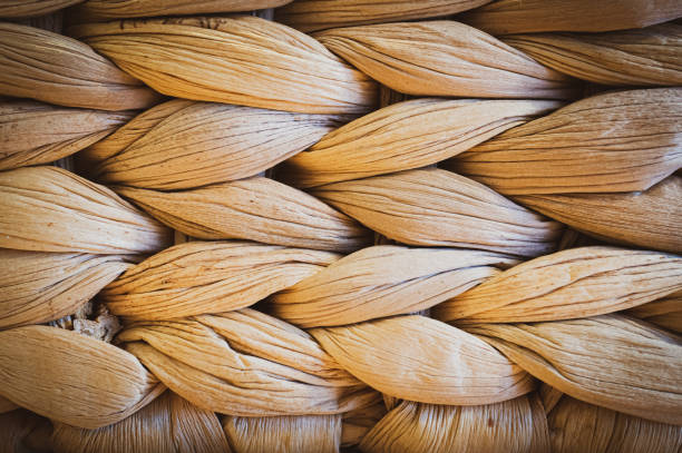 Close up of a wicker basket pattern