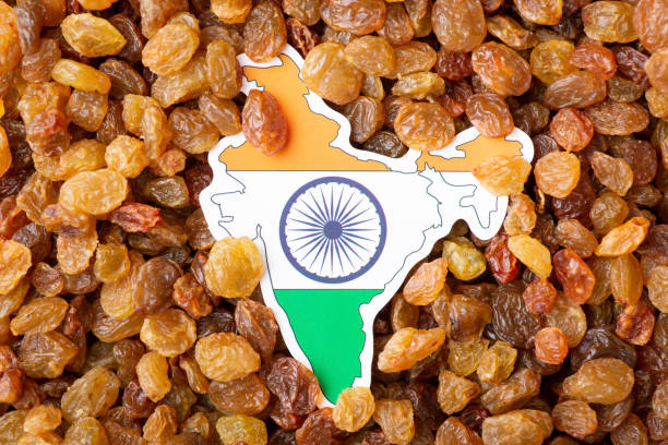 istock Flag and map of India on raisins 1441852375
