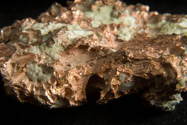 copper ore with quartz stuck in the mineral sample