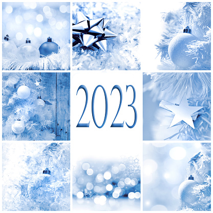 greeting card 2023 square format about winter and christmas decoration theme