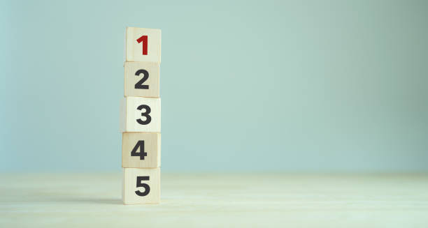 istock Task priority and management concept. The order of priority in any activity. Set work priority, arrange to do list. Wooden cubes with number first, second, third, fourth and fifth. 1441860723