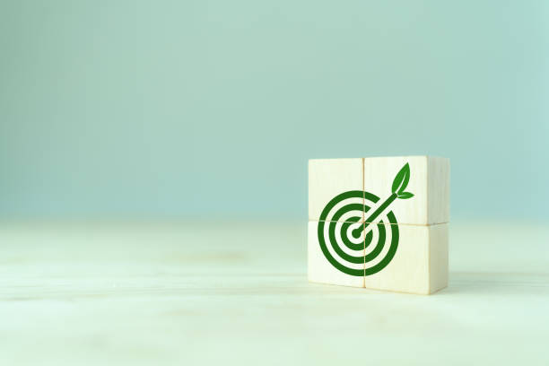 istock Enviromentally sustainable company target. Carbon neutral  and net zero concept. Reducing carbon footprint. Decreasing CO2 emissions target. Limit climate change and global warming. 1441860953
