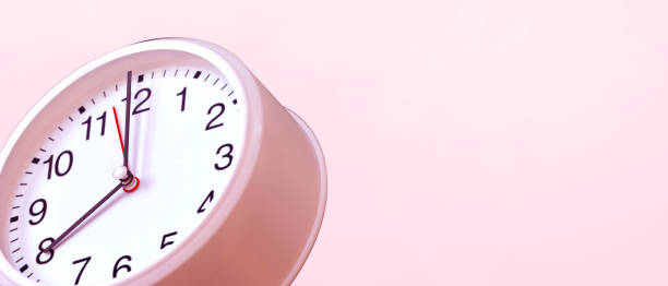 istock Time Concept. Red alarm clock retro background modern art concept on pastel red background. Concept of a time of love and family happiness. copy space, banner, website - 3D rendering 1441863952