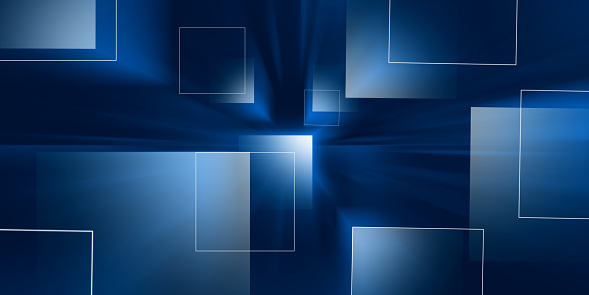 Glossy blue squares abstract geometric background. Technology banner design