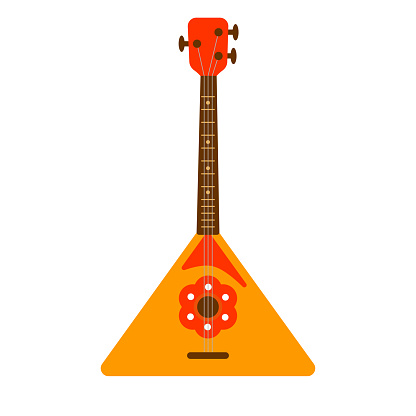 Triangular wooden traditional musical instrument with three strings.  Vector illustration isolated on white background.