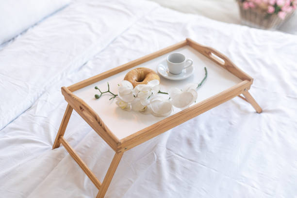istock breakfast, a tray with breakfast on the bed 1441867413