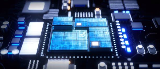 istock 3D rendering of cyberpunk AI. Circuit board. Technology background. Central Computer Processors CPU and GPU concept. Motherboard digital chip. Tech science background. 1441869981