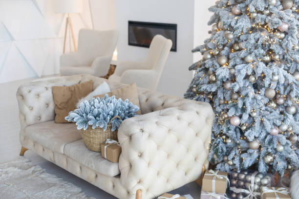 istock Beautiful living room interior with Christmas tree 1441871963