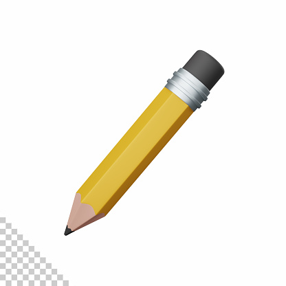 3d rendering pencil isolated useful for education, learning, knowledge, school and class design