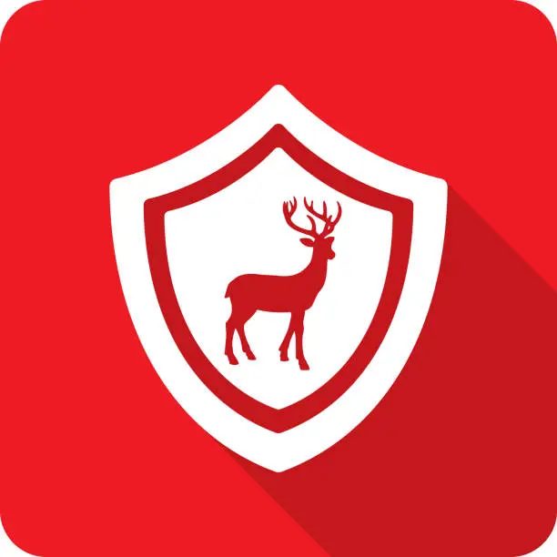 Vector illustration of Shield Reindeer Icon Silhouette 1