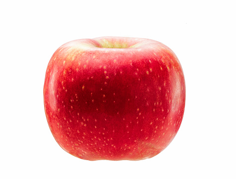 Natural red apple isolated on white background.