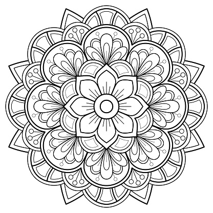 Mandala pattern for Art on the wall Coloring book Lace pattern Tattoo print Design for a wallpaper Paint shirt and tile Stencil Sticker Design Cards Textured decorative ornament. on white background