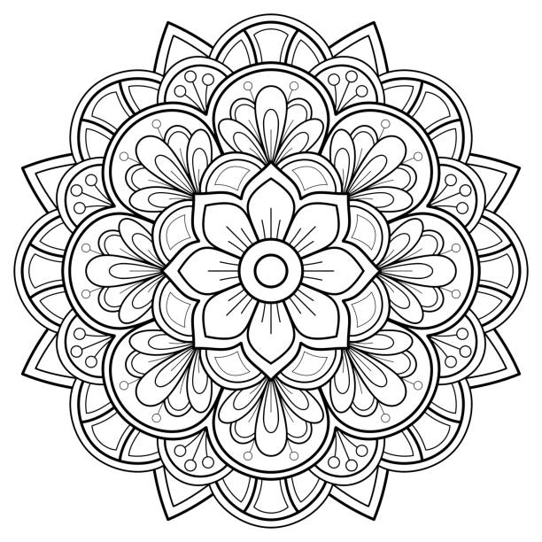 Mandala pattern for Coloring book. Mandala digital art Stencil Mandala pattern for Art on the wall Coloring book Lace pattern Tattoo print Design for a wallpaper Paint shirt and tile Stencil Sticker Design Cards Textured decorative ornament. on white background mandala stock illustrations