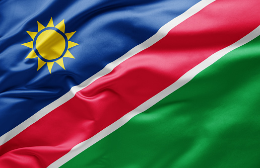 Waving national flag of Namibia
