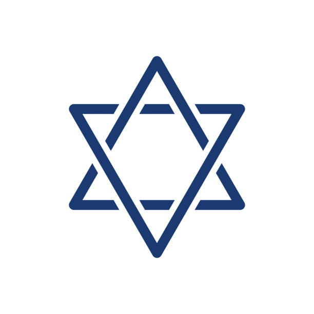 Two triangles intersect and form a six-terminal star Jewish religion symbol Two triangles intersect and form a six-terminal star Jewish religion symbol magen david adom stock illustrations