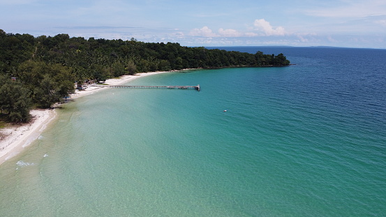 Paradise beach on Koh-Rong island, drone view