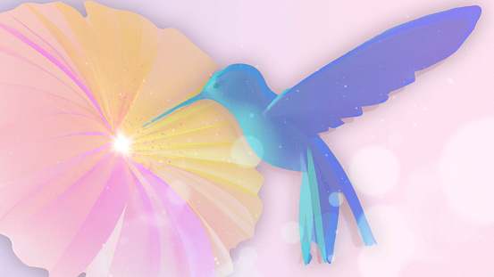 Humming Bird and Flower Digital Art, Cover Image