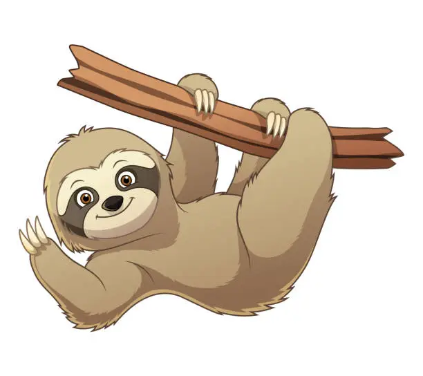 Vector illustration of Little Sloth Cartoon Animal Illustration