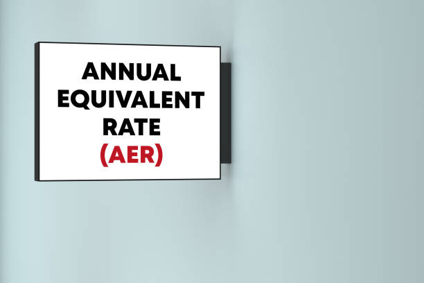 istock Annual Equivalent Rate lettering on the lightbox on the wall 1441880176