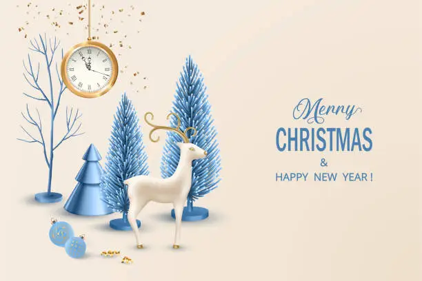 Vector illustration of Merry Christmas and Happy New Year banner