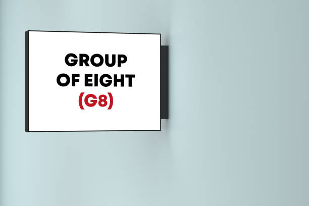 istock Group Of Eight lettering on the lightbox on the wall 1441881003