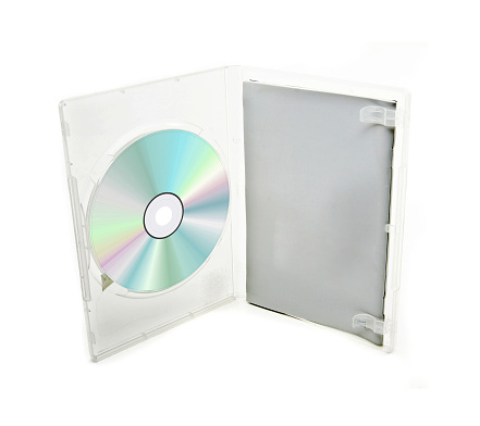 blank box and cd or dvd disk isolated on white  background