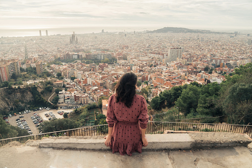 Woman looking at Barcelona