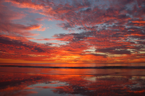 A stunnig sunset on the beach of Broome in Western Australia.