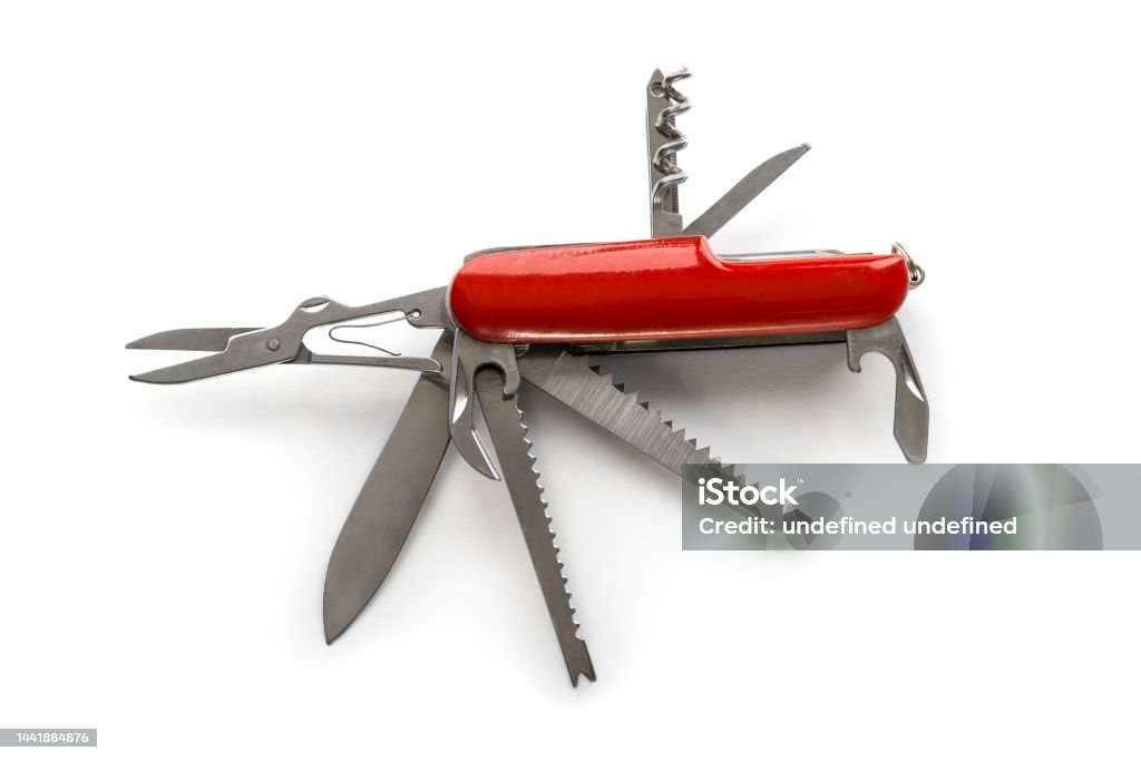 Swiss army knife on a white background Penknife Stock Photo