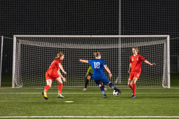 istock Blue soccer member against the red team 1441885955