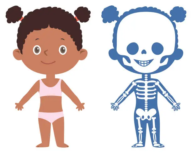 Vector illustration of African Girl Skeleton