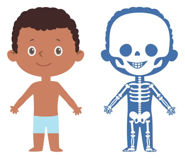 Vector illustration of African Litle Boy Skeleton