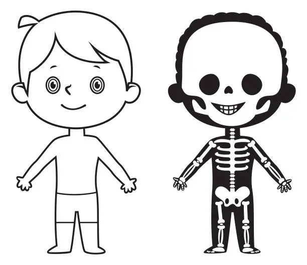 Vector illustration of African Litle Boy Skeleton