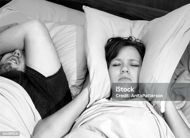 Snoring Stock Photo - Download Image Now - Adult, Bed - Furniture, Bedtime