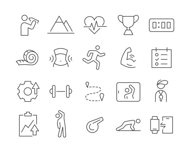 Fitness Icons - Vector Line Icons Fitness Icons - Vector Line Icons. Editable Stroke. Vector Graphic exercise class icon stock illustrations