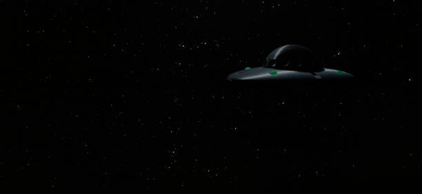 istock Dark UFO with stars behind 1441894052