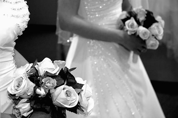 istock Wedding bouquet in mirror black and white 144189547