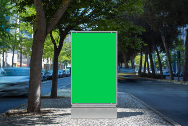 istock Empty billboard with a green screen on the street 1441897449