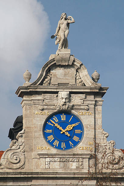 istock Nude Statue & Clock On Top Of Leipzig City Hall 144189769