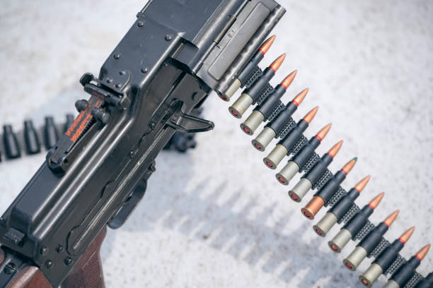 istock Machine gun belt loaded with cartridges 1441899346